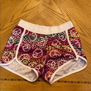 Girls rainbow cheetah print with peace sign shorts